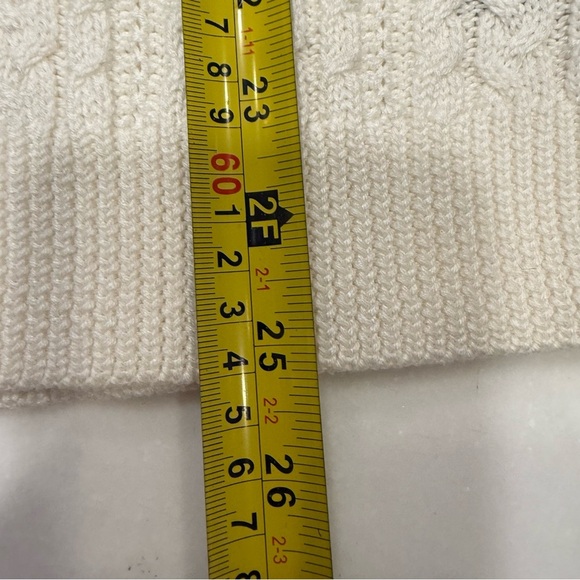 Ralph Lauren Women’s Cable-Knit  V-Neck Sweater White Navy/yellow Trim Sz M - Picture 15 of 16